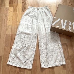ZARA Lace Culottes Paperbag Cotton NWT